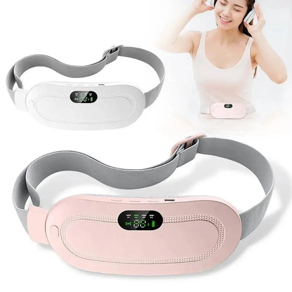 Electric Period Cramp Massager Vibrating Heating Belt for Menstrual Colic Relief Pain Waist Stomach Abdominal Warm Palace Belt Leedoar