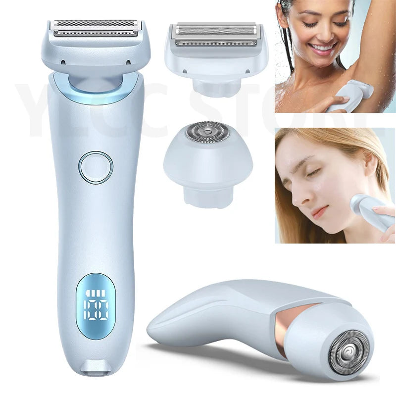 Electric Razors for Women 2 In 1 Bikini Trimmer Face Shavers Hair Removal for Underarms Legs Ladies Body Trimmer IPX7 Waterproof Leedoar