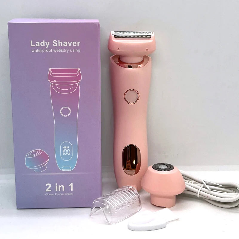 Electric Razors for Women 2 In 1 Bikini Trimmer Face Shavers Hair Removal for Underarms Legs Ladies Body Trimmer IPX7 Waterproof Leedoar