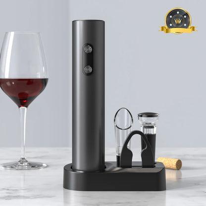 Conjunto de abridor de vinho elétrico, saca-rolhas automático com aerador, dosador e cortador de papel alumínio para presentes de festa de bar de cozinha 