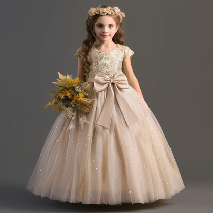 Elegant Teens Girls Dress Lace Princess Pageant Birthday Party First Communion Gowns Bridesmaid Flower Girl Dresses For Wedding Leedoar