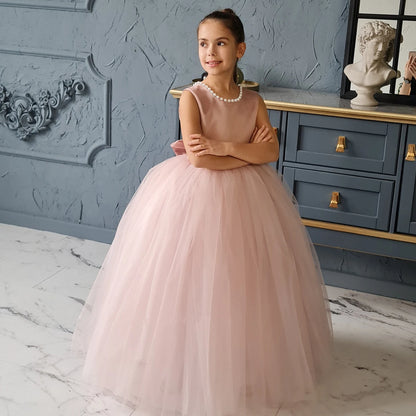 Elegant Teens Girls Dress Lace Princess Pageant Birthday Party First Communion Gowns Bridesmaid Flower Girl Dresses For Wedding Leedoar