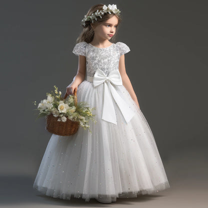 Elegant Teens Girls Dress Lace Princess Pageant Birthday Party First Communion Gowns Bridesmaid Flower Girl Dresses For Wedding Leedoar