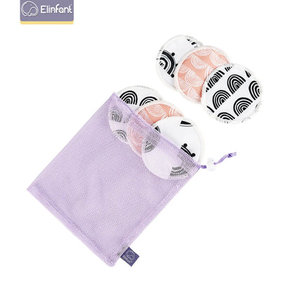 Elinfant Waterproof 10cm Bamboo Breastfeeding Pad Reusable Nursing Pads 6pcs set with Laundry Bag Leedoar