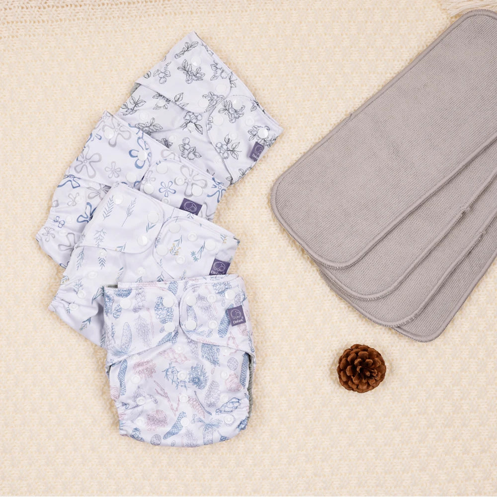 Elinfant waterproof  baby cloth diaper with 4 absorbents mesh cloth inner os for 3-15kg washable eco-friendly pocket cloth nappy Leedoar