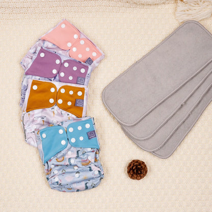 Elinfant waterproof  baby cloth diaper with 4 absorbents mesh cloth inner os for 3-15kg washable eco-friendly pocket cloth nappy Leedoar