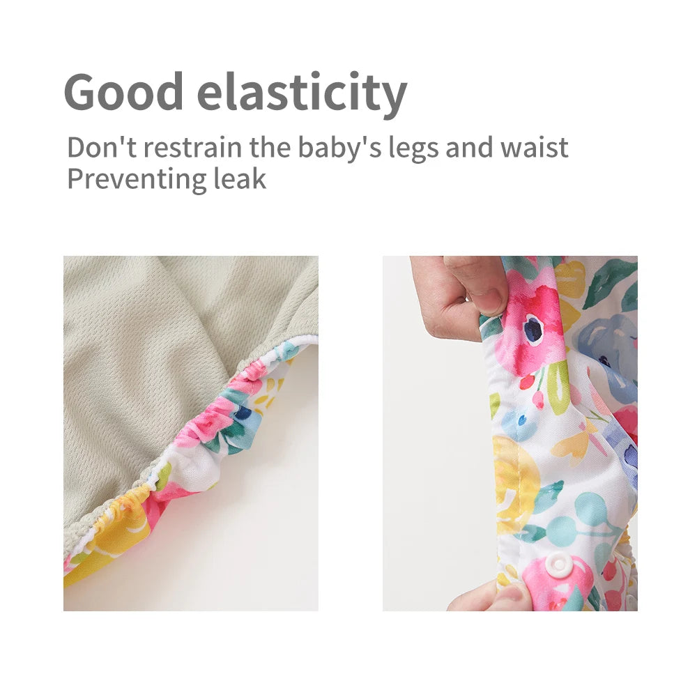 Elinfant waterproof  baby cloth diaper with 4 absorbents mesh cloth inner os for 3-15kg washable eco-friendly pocket cloth nappy Leedoar