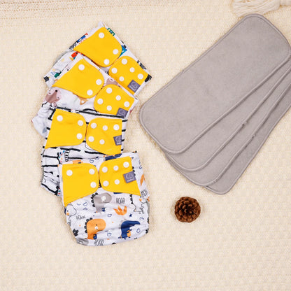 Elinfant waterproof  baby cloth diaper with 4 absorbents mesh cloth inner os for 3-15kg washable eco-friendly pocket cloth nappy Leedoar