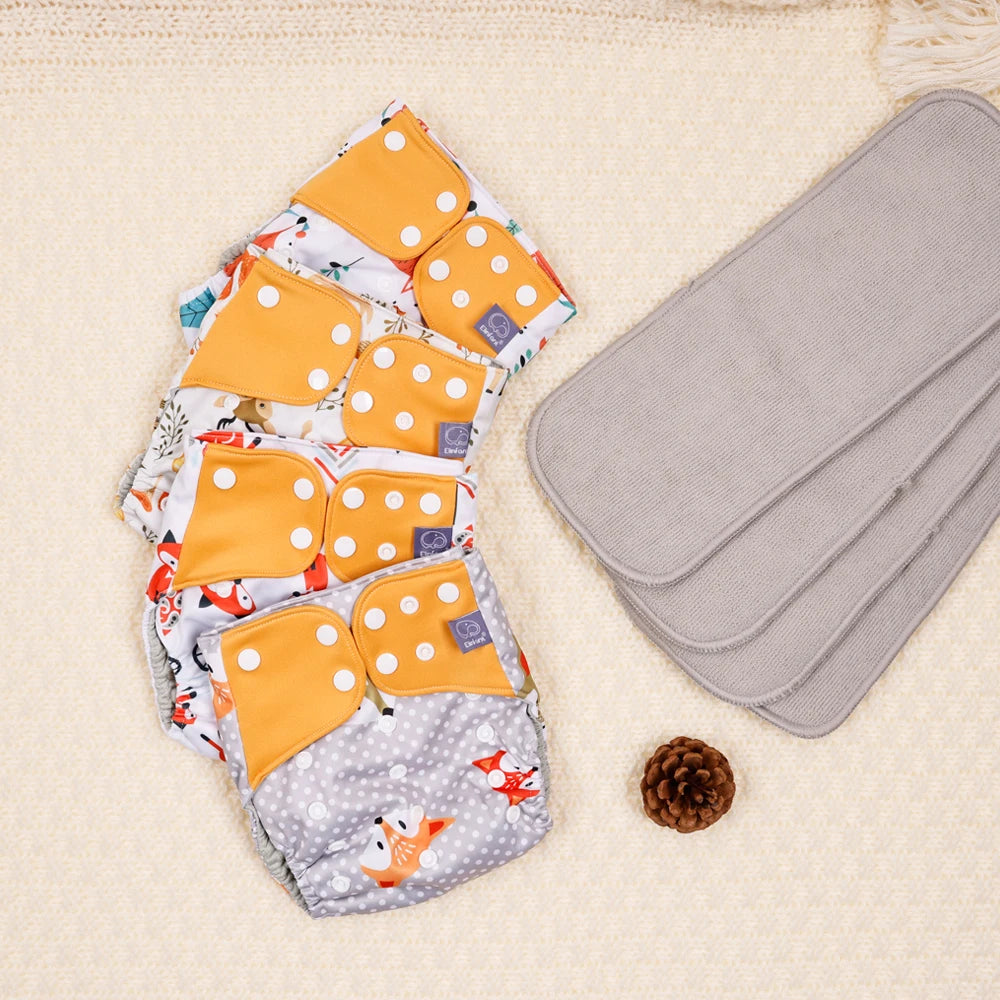 Elinfant waterproof  baby cloth diaper with 4 absorbents mesh cloth inner os for 3-15kg washable eco-friendly pocket cloth nappy Leedoar