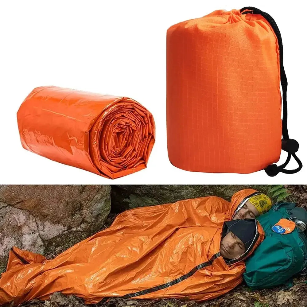 Emergency Sleeping Bag Ultra Waterproof Mylar Thermal Blankets Lightweight Survival Sleeping Bag Keep Warm for Camping Hiking Leedoar