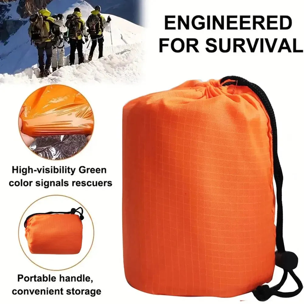 Emergency Sleeping Bag Ultra Waterproof Mylar Thermal Blankets Lightweight Survival Sleeping Bag Keep Warm for Camping Hiking Leedoar