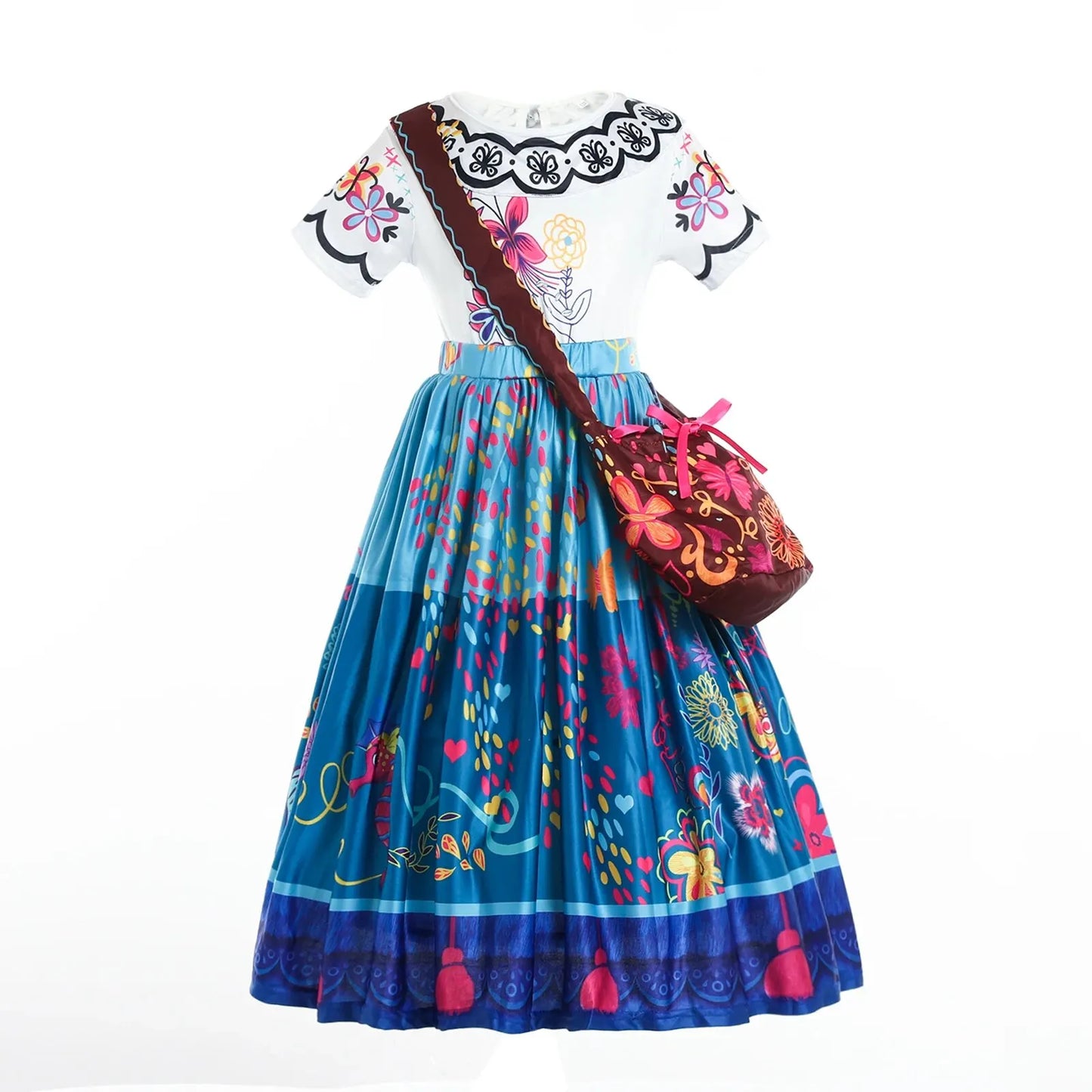 Encanto Mirabel Princess Costume For Kids Dress Up Printed Cartoon Dressing Halloween Costume Birthday Gift Leedoar