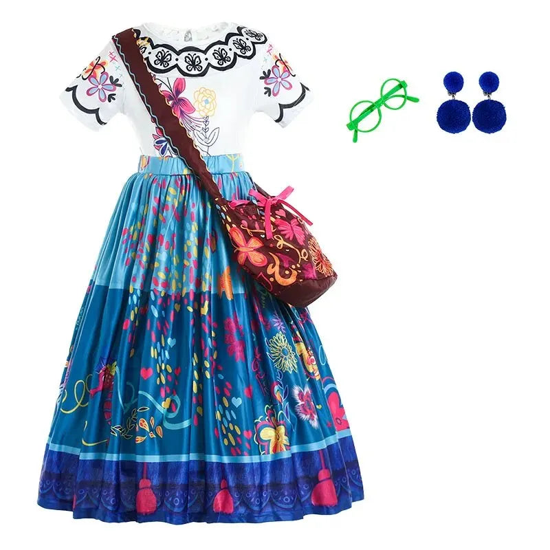 Encanto Mirabel Princess Costume For Kids Dress Up Printed Cartoon Dressing Halloween Costume Birthday Gift Leedoar