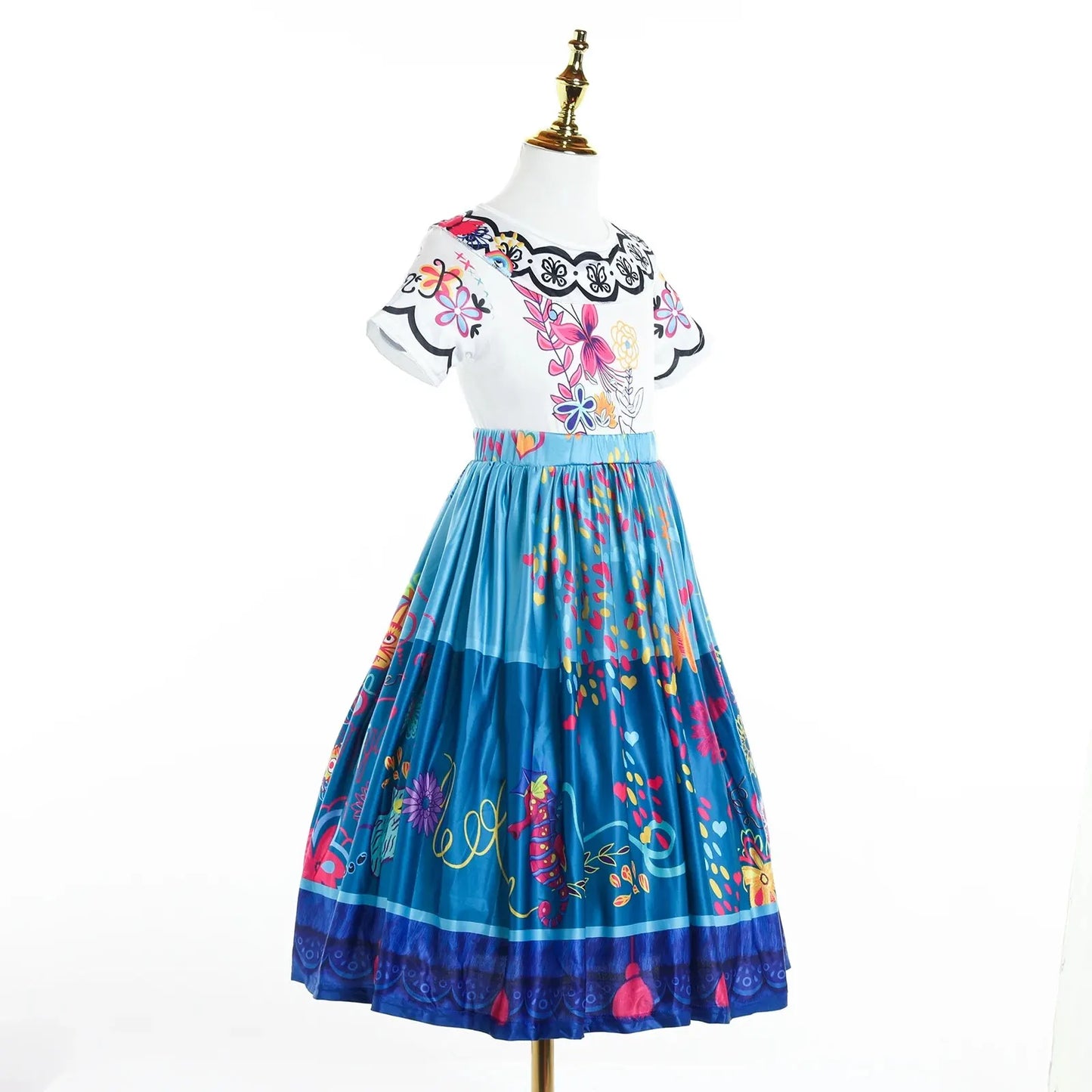 Encanto Mirabel Princess Costume For Kids Dress Up Printed Cartoon Dressing Halloween Costume Birthday Gift Leedoar
