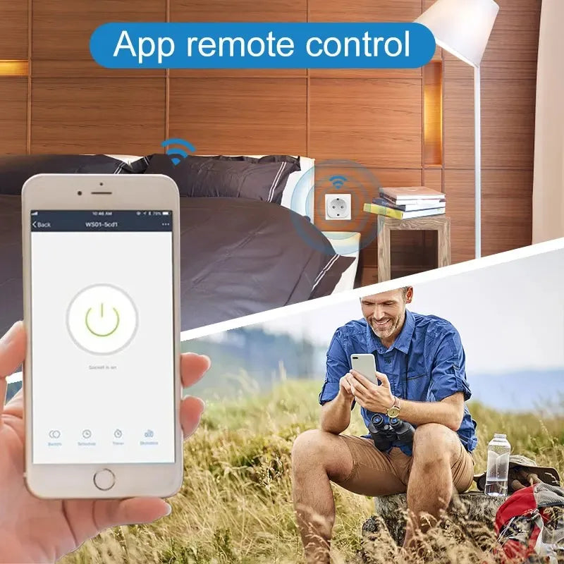 Enchufe inteligente Tuya EU16A/20A, Wifi, monitoreo de potencia, Control remoto por aplicación Smart Life, compatible con asistente de Google y Alexa 