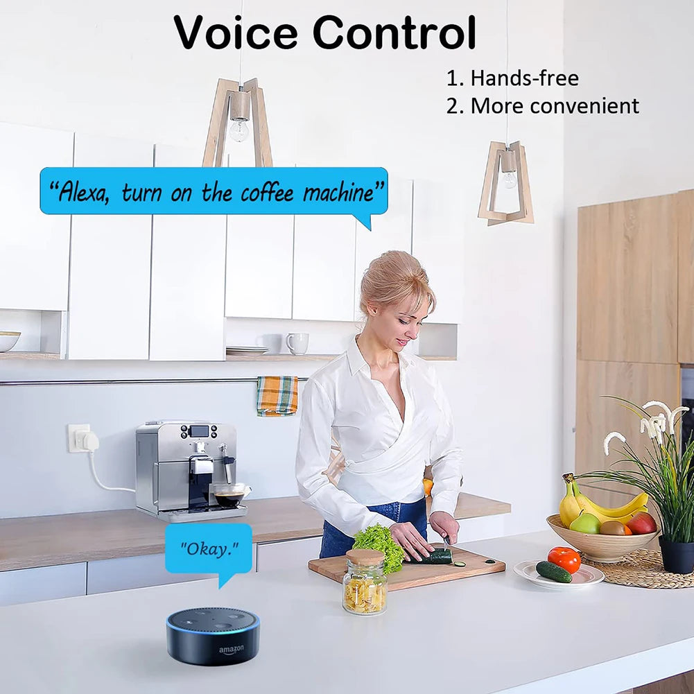 Enchufe inteligente con WiFi para el hogar, toma de corriente inalámbrica con temporizador, Monitor de energía, funciona con Alexa y Google Home, 20A, Tuya, Reino Unido Leedoar