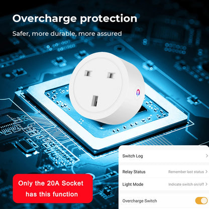 Enchufe inteligente con WiFi para el hogar, toma de corriente inalámbrica con temporizador, Monitor de energía, funciona con Alexa y Google Home, 20A, Tuya, Reino Unido Leedoar