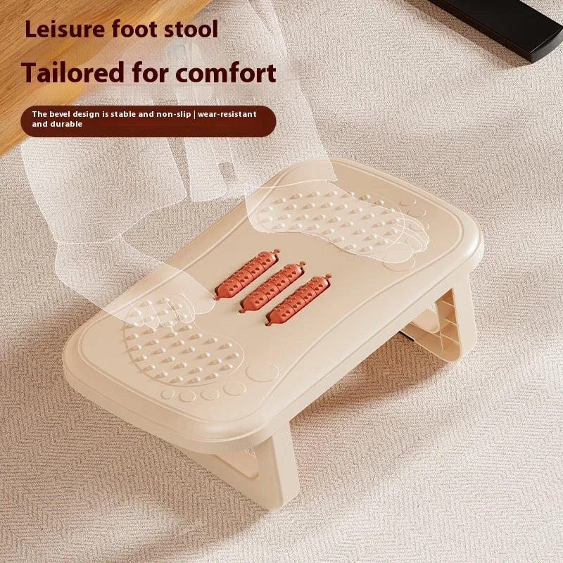 Ergonomic Under Desk Footrest Massage Rollers Leg Rest Pain Relief Non-slip Foot Stool Home Office Work Study Posture Correction Leedoar