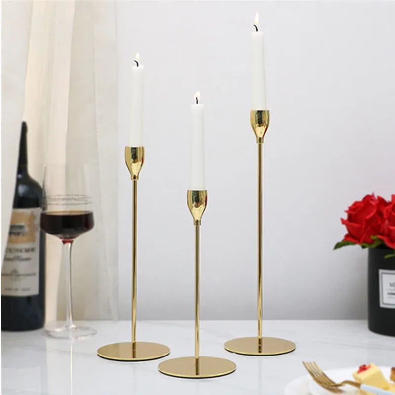 European iron candlestick table iron single head candlestick creative Nordic wedding golden candlestick decoration Leedoar