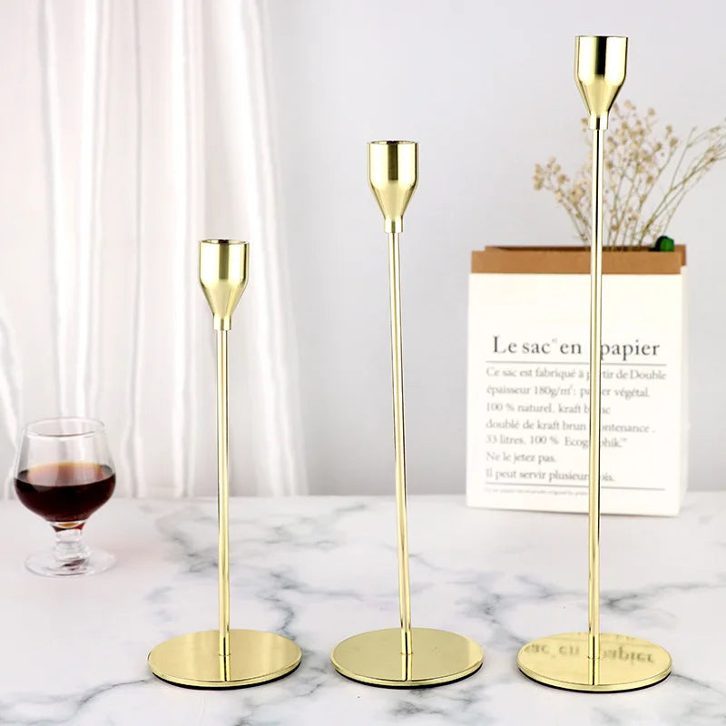 European iron candlestick table iron single head candlestick creative Nordic wedding golden candlestick decoration Leedoar