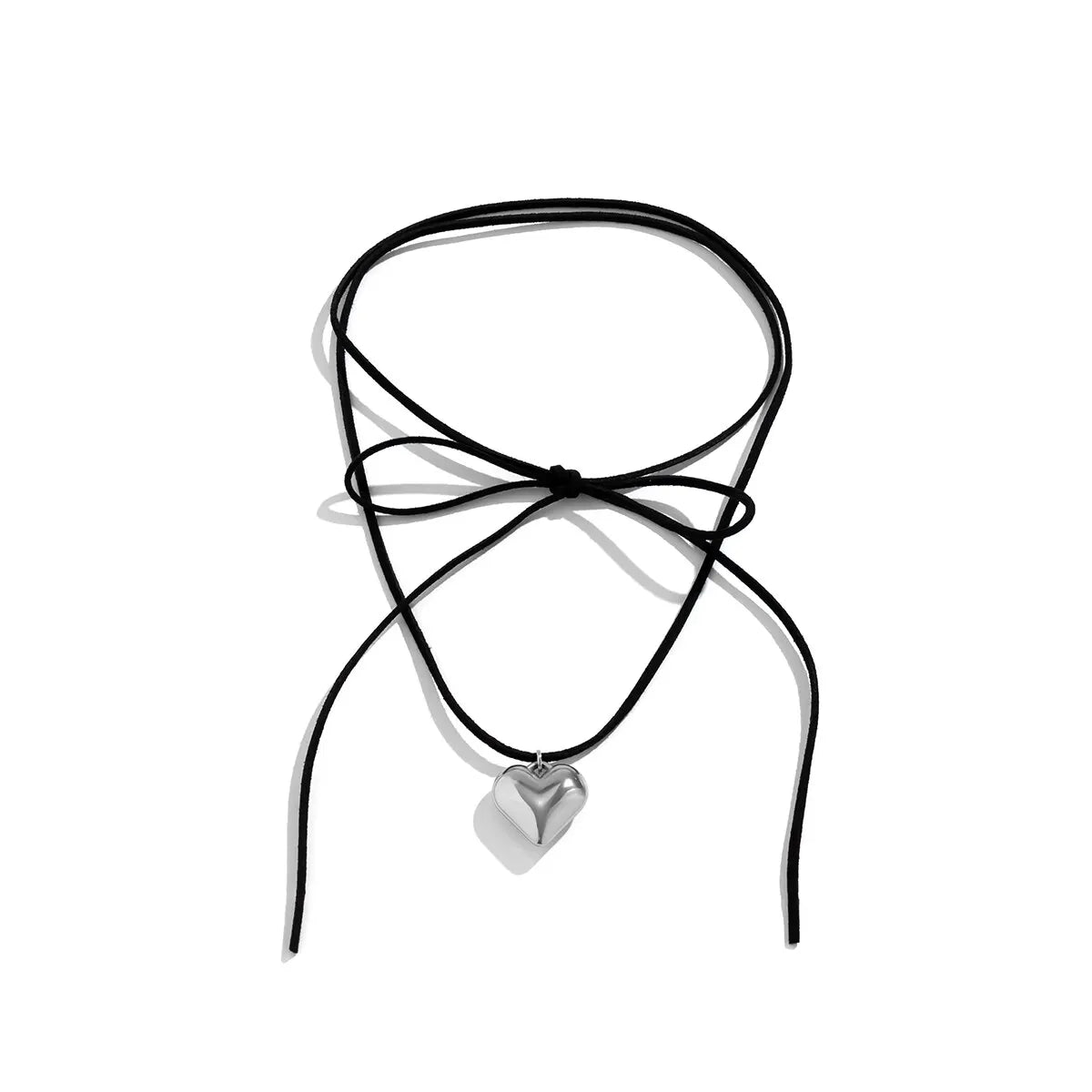 Exaggerated Black Velvet Big Heart Pendant Choker Necklace Women Knotted Bowknot Adjustable Rope Chain Jewelry Wed Accessories Leedoar