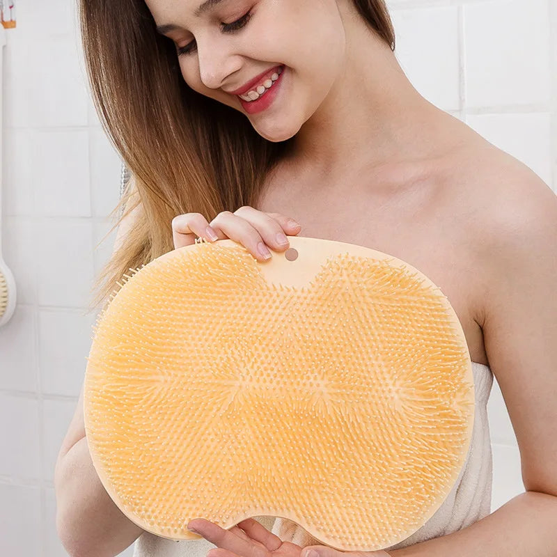 Exfoliating Shower Massage Scraper Bathroom Non-slip Bath Mat Back Massage Brush Silicone Foot Wash Body Cleaning Bathing Tool Leedoar