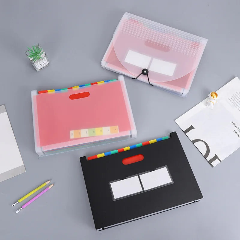 Expanding File Folder 12 Pockets A4 Size Filing Folder Organizer Large Capacity Portable AccordianFile Box for Classroom Office Leedoar