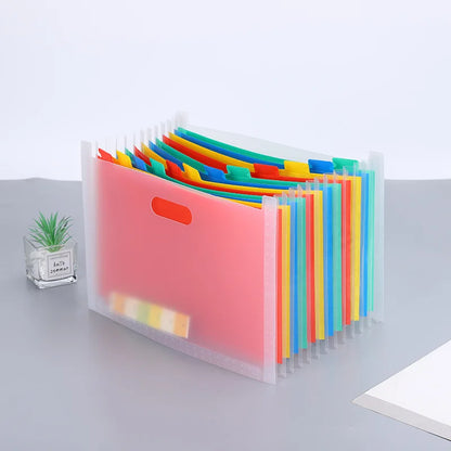 Expanding File Folder 12 Pockets A4 Size Filing Folder Organizer Large Capacity Portable AccordianFile Box for Classroom Office Leedoar