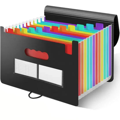 Expanding File Folder 12 Pockets A4 Size Filing Folder Organizer Large Capacity Portable AccordianFile Box for Classroom Office Leedoar