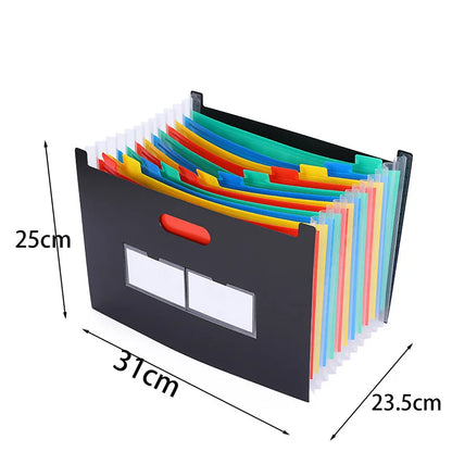 Expanding File Folder 12 Pockets A4 Size Filing Folder Organizer Large Capacity Portable AccordianFile Box for Classroom Office Leedoar