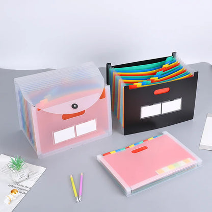 Expanding File Folder 12 Pockets A4 Size Filing Folder Organizer Large Capacity Portable AccordianFile Box for Classroom Office Leedoar