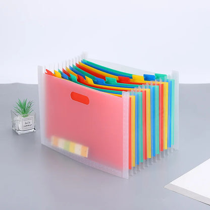 Expanding File Folder 12 Pockets A4 Size Filing Folder Organizer Large Capacity Portable AccordianFile Box for Classroom Office Leedoar