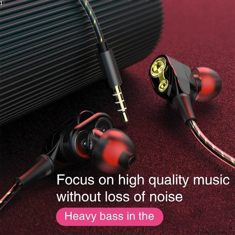 Explosive Double Moving Coil Headphones In Ear Subwoofer Cross Border Wire Controlled Fever Hifi Headphones With Shocking Sound Leedoar