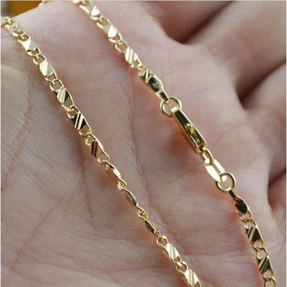 Exquisite Fashion 18K Gold Color Filled Necklace For Women Men Size 16-30 Inch Jewelry Chain Wholesale Leedoar