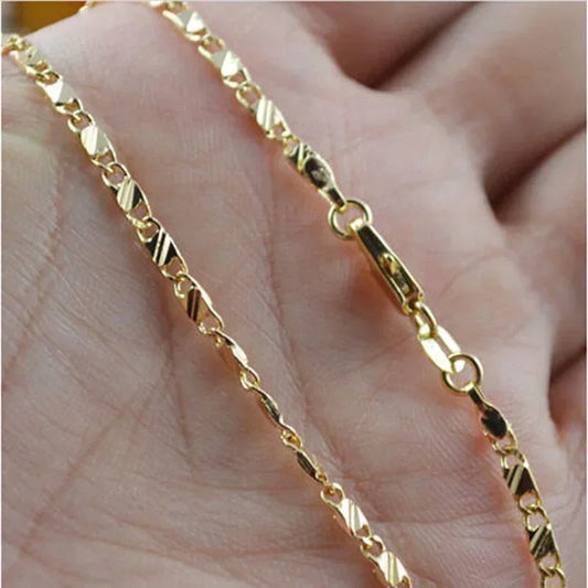Exquisite Fashion 18K Gold Color Filled Necklace For Women Men Size 16-30 Inch Jewelry Chain Wholesale Leedoar