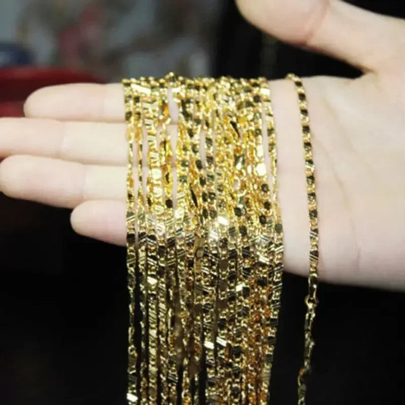 Exquisite Fashion 18K Gold Color Filled Necklace For Women Men Size 16-30 Inch Jewelry Chain Wholesale Leedoar