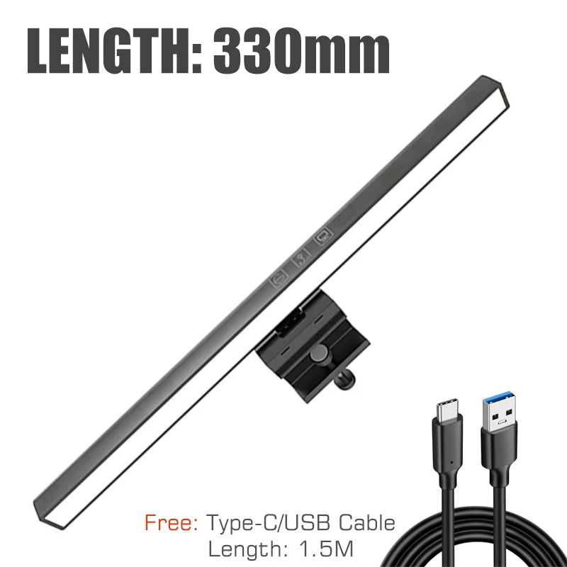 Eye-Care Desk Lamp 50cm LED Computer PC Monitor Screen Light Bar Stepless Dimming Reading USB Powered Hanging Table Lamp Leedoar