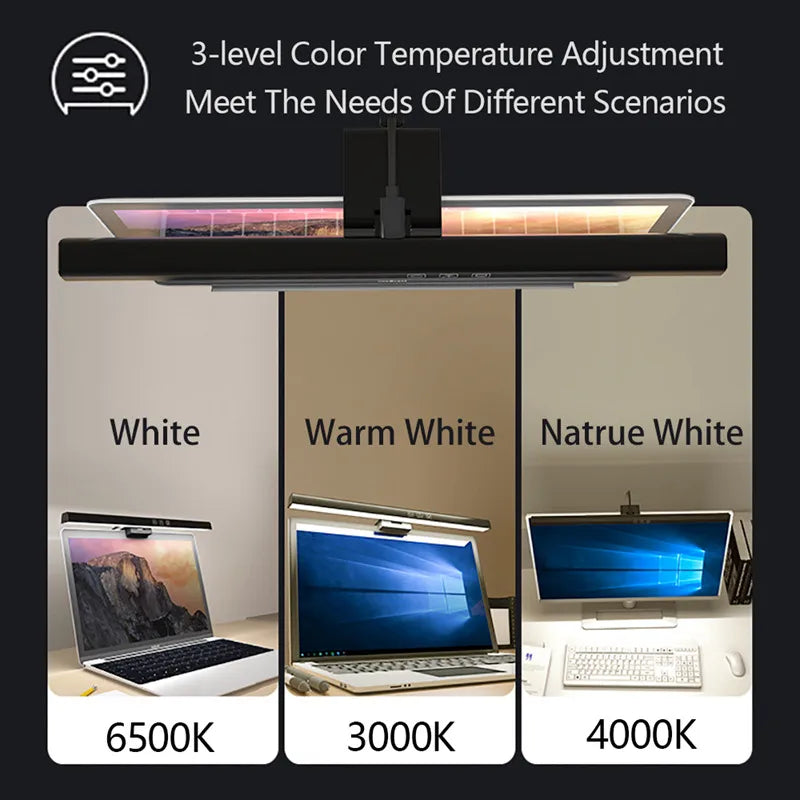 Eye-Care Desk Lamp 50cm LED Computer PC Monitor Screen Light Bar Stepless Dimming Reading USB Powered Hanging Table Lamp Leedoar