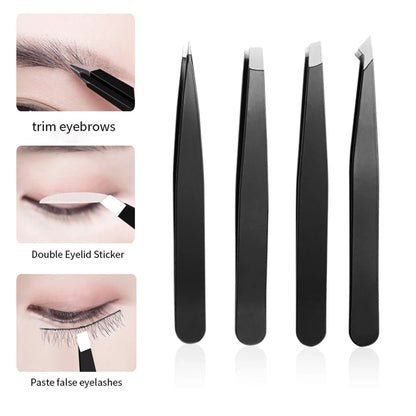 Eyebrow Clip Eyebrow Clip Eyelash Clip Hair Pulling Tweezers Double Eyelid Patch 4-Piece Beauty Makeup Tools Leedoar