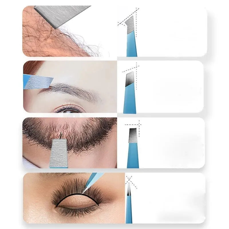 Eyebrow Tweezer Colorful Hair Beauty Fine Hairs Puller Stainless Steel Slanted Eye Brow Clips Removal Makeup Tools Leedoar