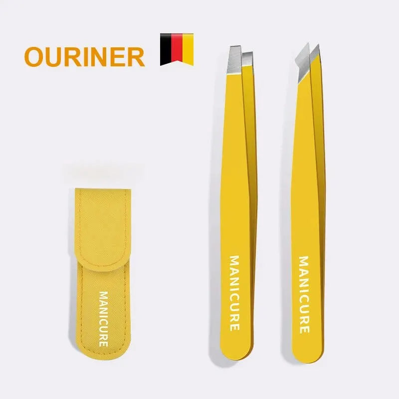 Eyebrow Tweezer Colorful Hair Beauty Fine Hairs Puller Stainless Steel Slanted Eye Brow Clips Removal Makeup Tools Leedoar