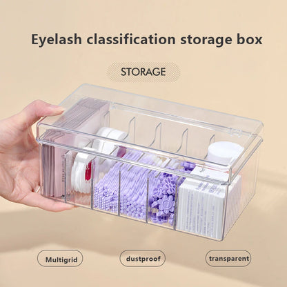 Caja de almacenamiento de herramientas para extensiones de pestañas con tapa, accesorios para pestañas, pegamento para pestañas, soporte para pinzas, organizador, caja transparente de acrílico