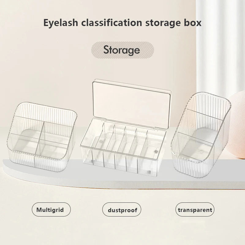 Caja de almacenamiento de herramientas para extensiones de pestañas con tapa, accesorios para pestañas, pegamento para pestañas, soporte para pinzas, organizador, caja transparente de acrílico