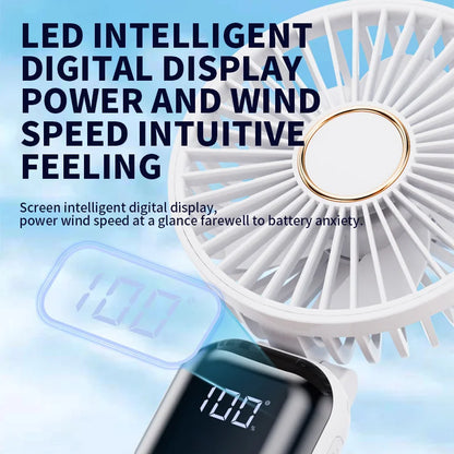 F01 Portable Fan, Battery Operated Fan, 5 Speeds Personal Fan with Base, Digital Display, 180° Ajustable Lash Fan Makeup Fan Leedoar