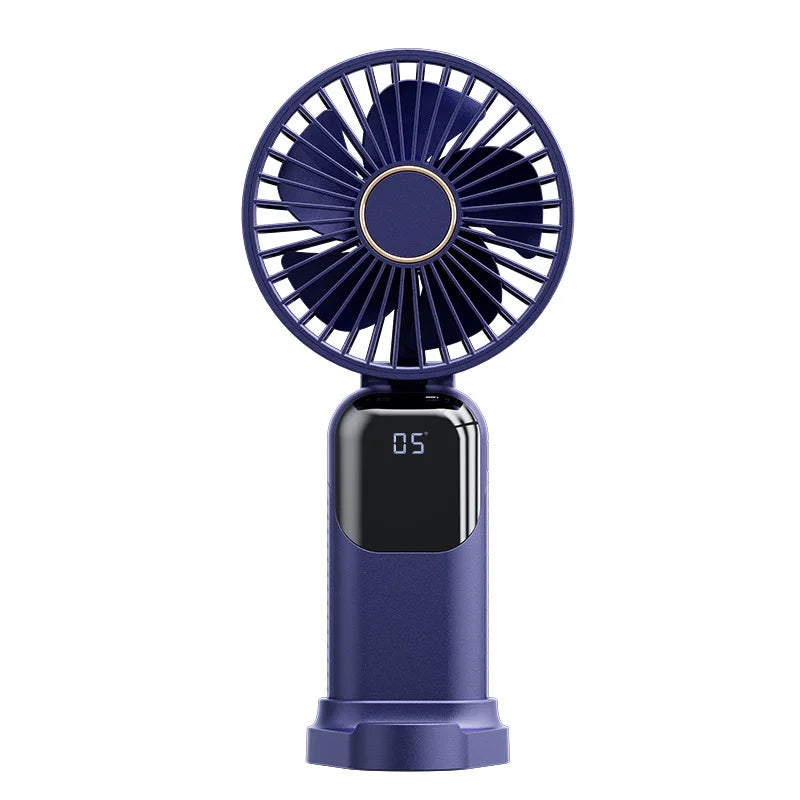 F01 Portable Fan, Battery Operated Fan, 5 Speeds Personal Fan with Base, Digital Display, 180° Ajustable Lash Fan Makeup Fan Leedoar