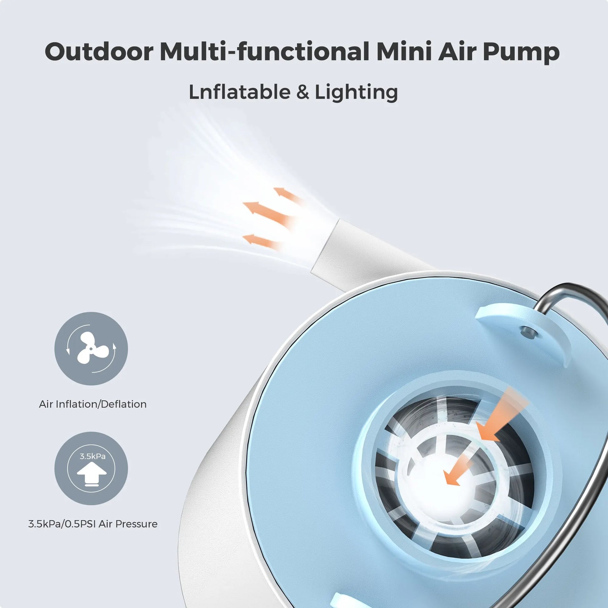 FLEXTAILGEAR Tiny Pump X Portable Air Pump Camping Equip Outdoor Gadgets Rechargeable for Hiking/Float/Lighting Leedoar