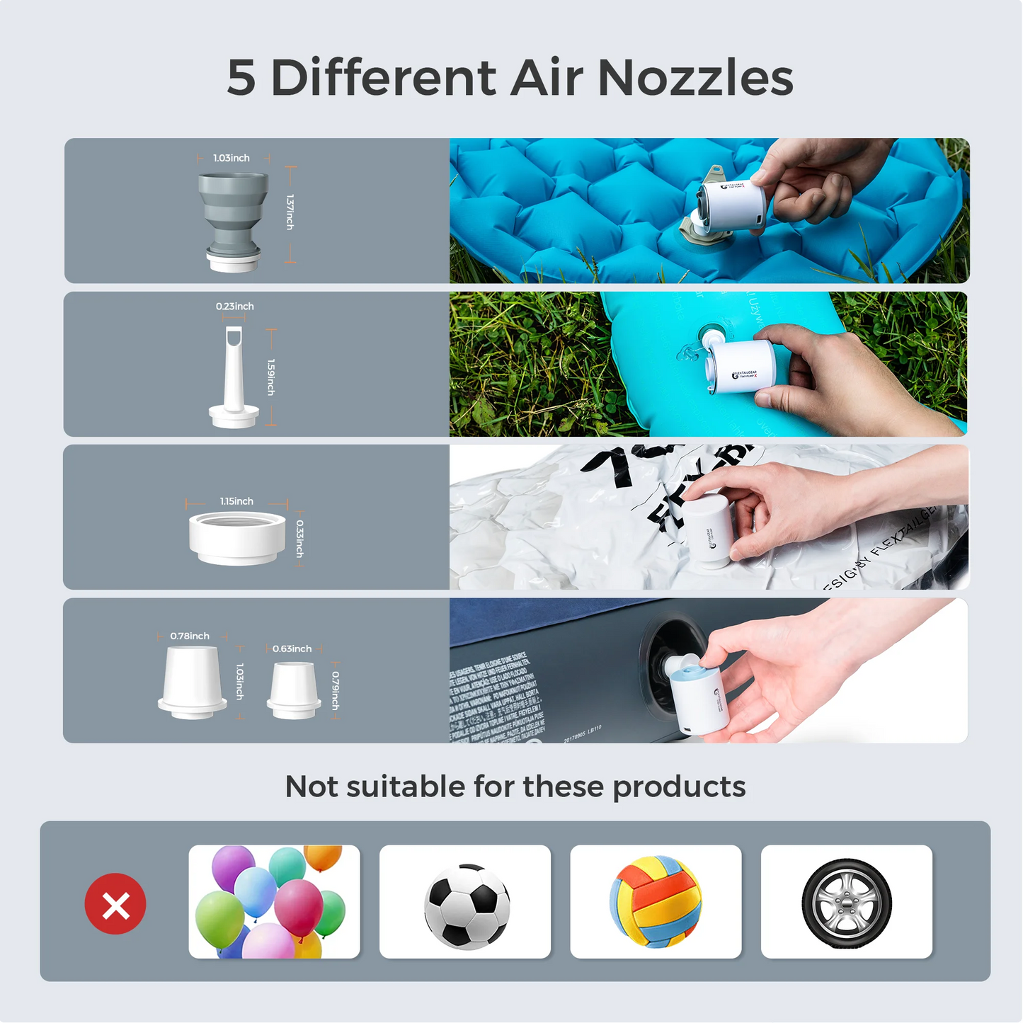 FLEXTAILGEAR Tiny Pump X Portable Air Pump Camping Equip Outdoor Gadgets Rechargeable for Hiking/Float/Lighting Leedoar