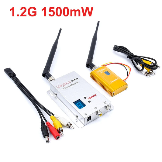 FPV 1.2Ghz 1.2G 8CH 1500mw Sem Fio AV Sender TV Áudio Vídeo Transmissor Receptor Para QAV250 250 FPV RC Quadcopter 