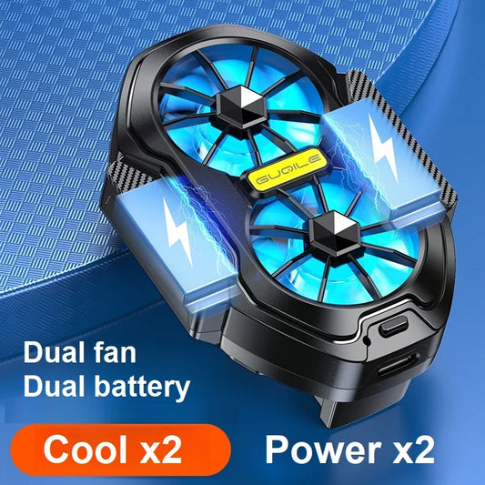 FS01 Dual Fan Recarregável Celular Cooler, Longa Duração, Resfriamento Mais Forte, Resfriamento a Ar