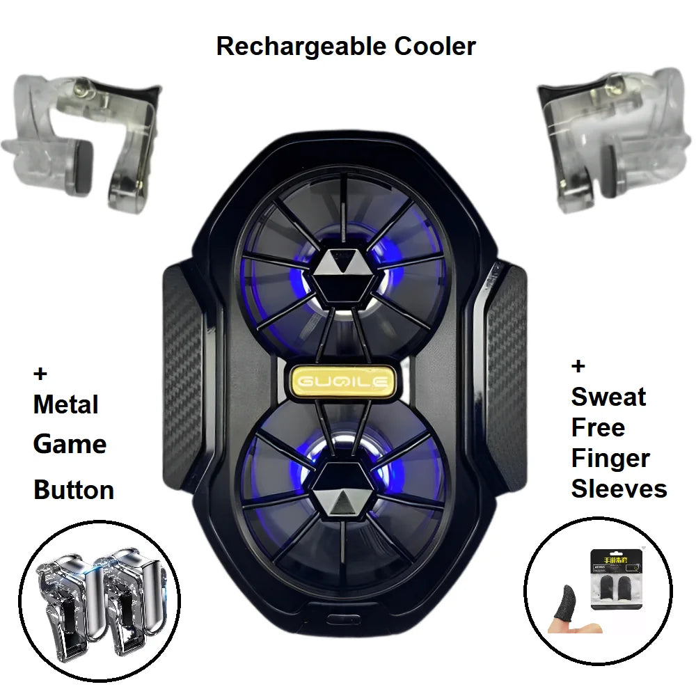 FS01 Dual Fan Recarregável Celular Cooler, Longa Duração, Resfriamento Mais Forte, Resfriamento a Ar